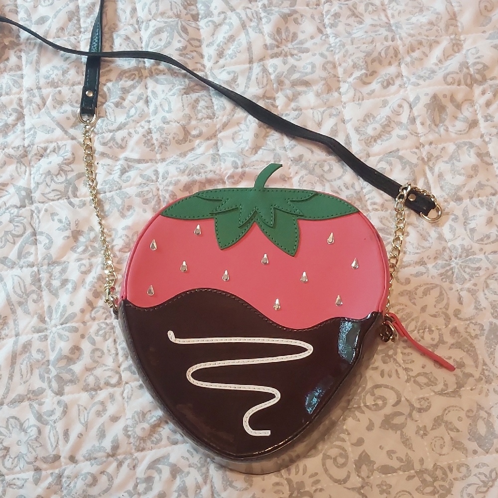 Kate Spade Chocolate-Dipped Strawberry Crossbody Bag - Pink, Brown, Green